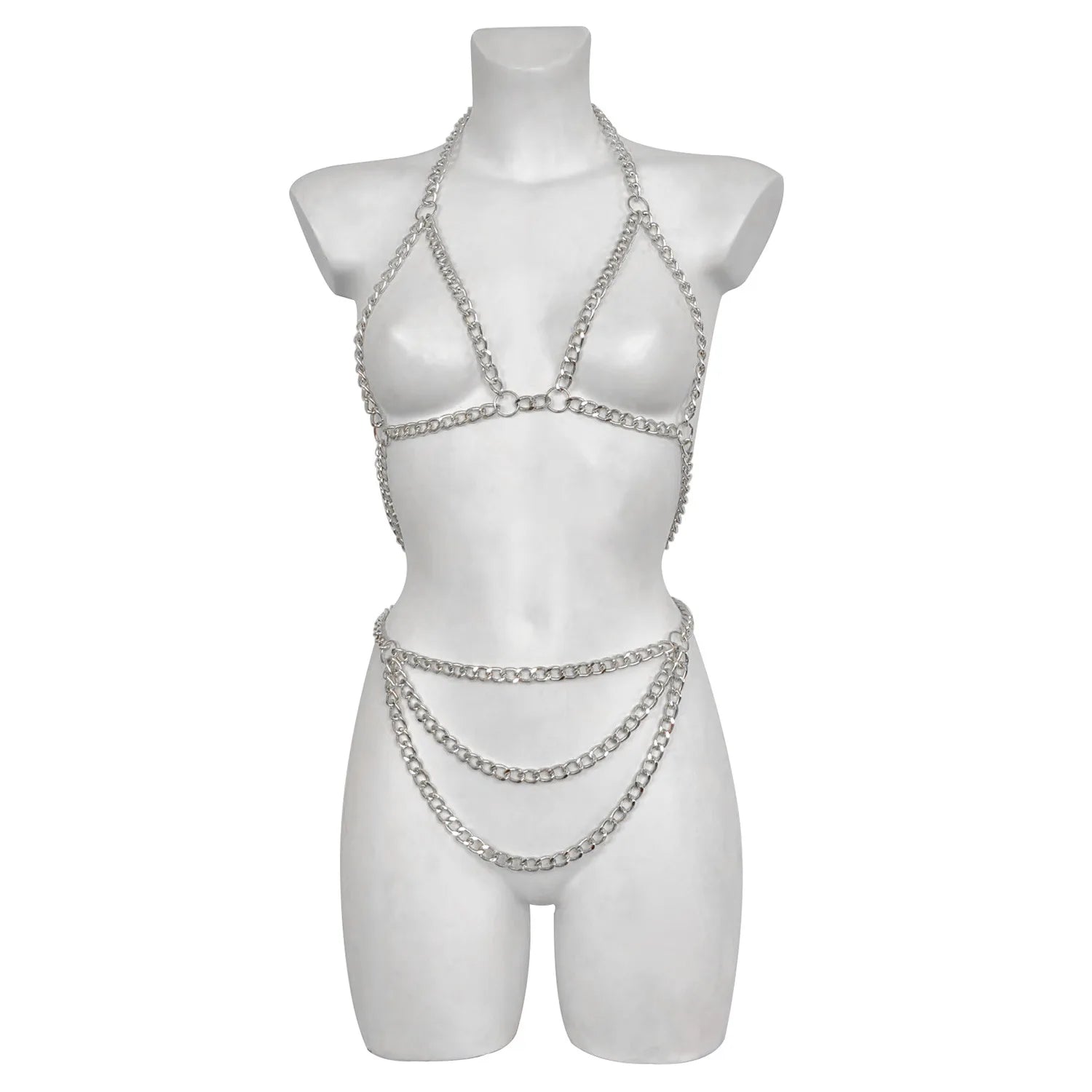 Handmade Body Chain Jewelry for Women Chunky Metal Wasit Chain Festival Rave Performance Outfit Party Costume Accessories