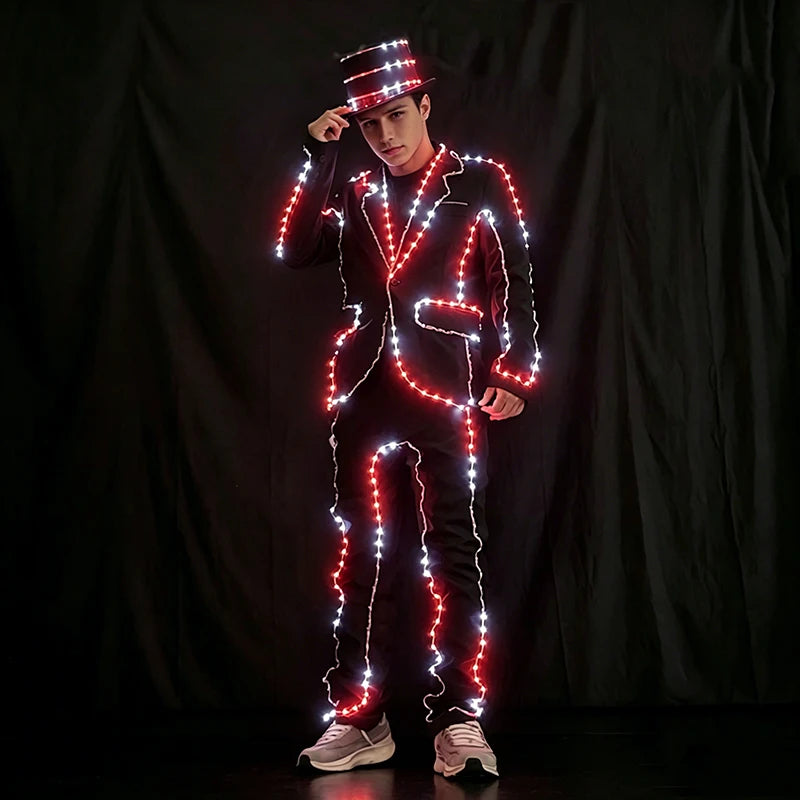 Newstyle Fluorescent Clothes for Men Festival Show Neon Party Suits Carnival Luminous Costume Adult Rave Disco Glowing Outfits