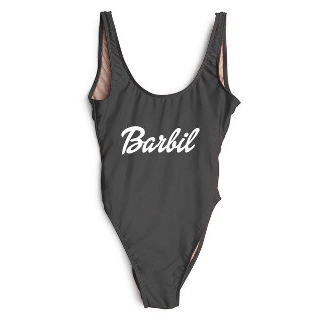 Letter Print Swimwear Women One Piece Swimsuit High Cut Sexy Bodysuit Summer Bathing Suits mayo Black Beachwear Pink
