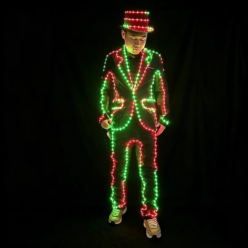 Newstyle Fluorescent Clothes for Men Festival Show Neon Party Suits Carnival Luminous Costume Adult Rave Disco Glowing Outfits