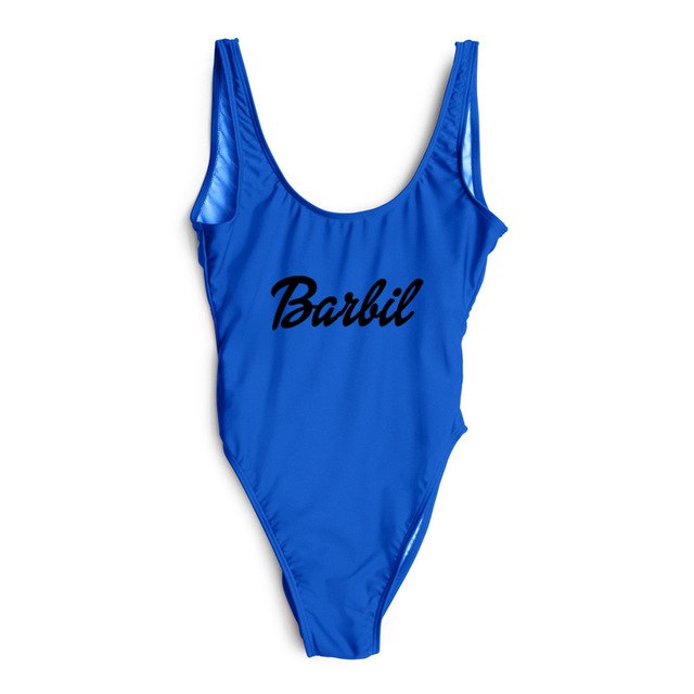 Letter Print Swimwear Women One Piece Swimsuit High Cut Sexy Bodysuit Summer Bathing Suits mayo Black Beachwear Pink