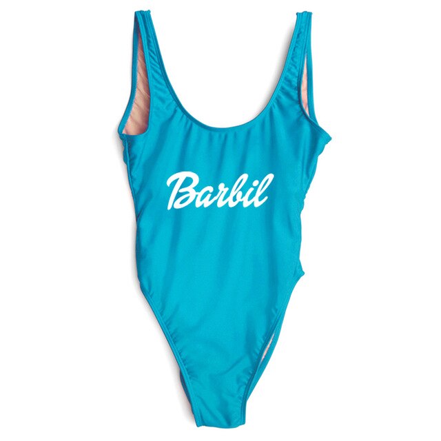 Letter Print Swimwear Women One Piece Swimsuit High Cut Sexy Bodysuit Summer Bathing Suits mayo Black Beachwear Pink