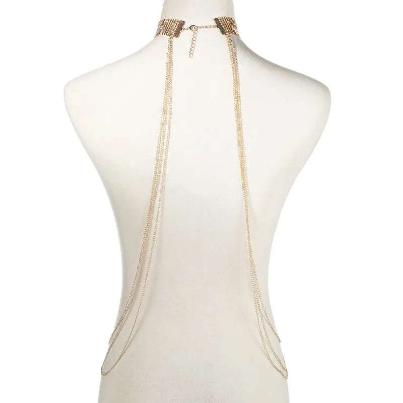 Gold Color Body Chain Women  Rhinestone Waist  Jewelry Bikini  Luxury Harness  Bodychain  Beach Summer Outfit