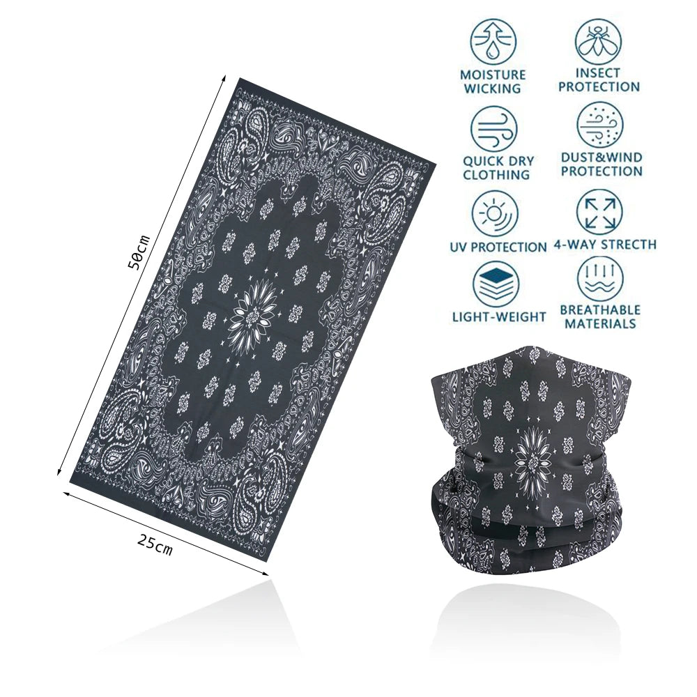 Seamless Bandana Rave Face Cover Scarf Mask Neck Gaiter Face Mask For Men Women Cycling Balaclava Headband Head Wrap Headwear