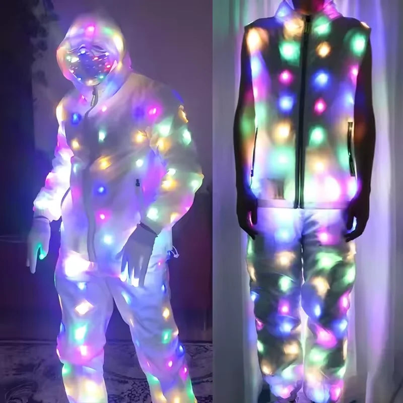 Glow Dancing Costume Halloween Christmas Party Clothes Rave Jacket Led Light Waterproof Clothes Cool Night Run Props Led Clothes