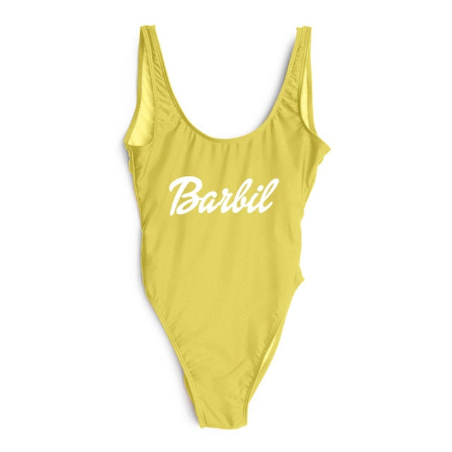 Letter Print Swimwear Women One Piece Swimsuit High Cut Sexy Bodysuit Summer Bathing Suits mayo Black Beachwear Pink