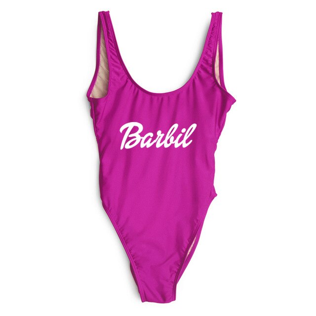 Letter Print Swimwear Women One Piece Swimsuit High Cut Sexy Bodysuit Summer Bathing Suits mayo Black Beachwear Pink