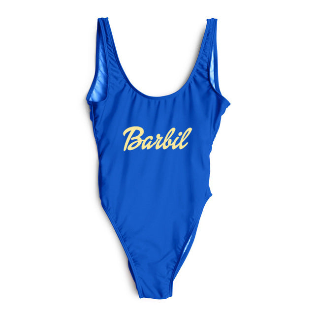 Letter Print Swimwear Women One Piece Swimsuit High Cut Sexy Bodysuit Summer Bathing Suits mayo Black Beachwear Pink