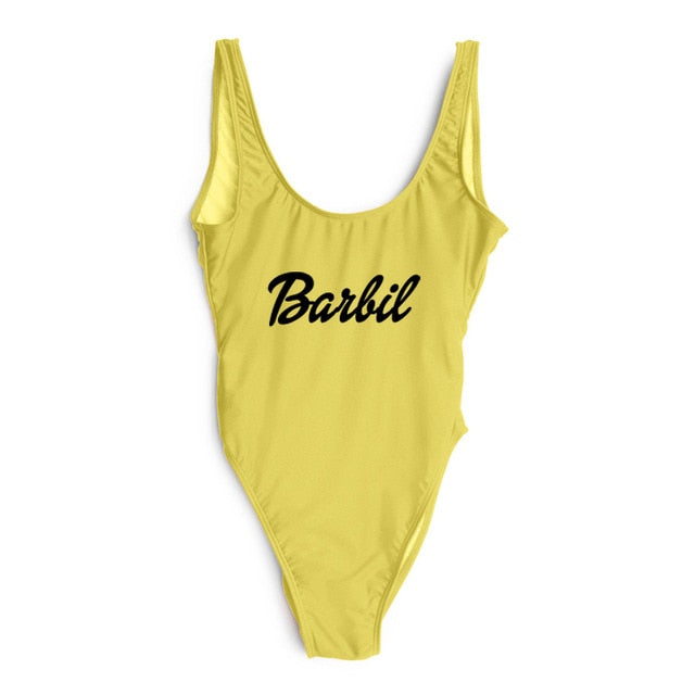 Letter Print Swimwear Women One Piece Swimsuit High Cut Sexy Bodysuit Summer Bathing Suits mayo Black Beachwear Pink