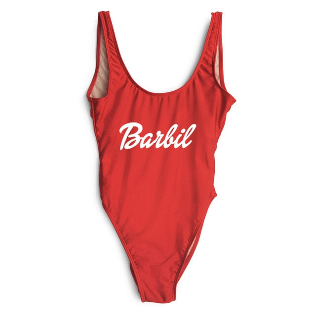 Letter Print Swimwear Women One Piece Swimsuit High Cut Sexy Bodysuit Summer Bathing Suits mayo Black Beachwear Pink