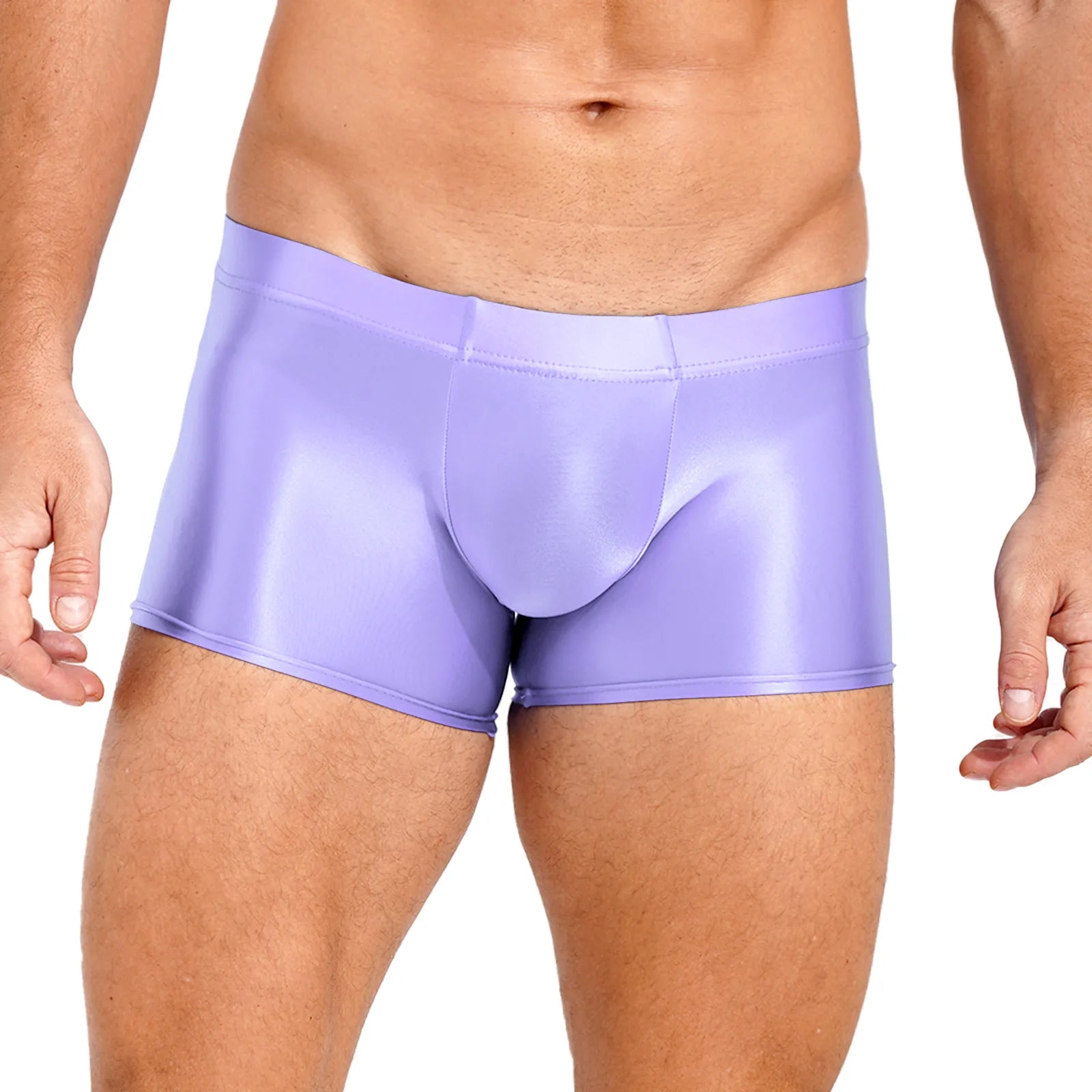 Mens Glossy Boxer Briefs Sexy Underwear Shorts Bottoms Hot Pants Low Rise Underpants Sports Gym Workout Pool Party Swim Trunks