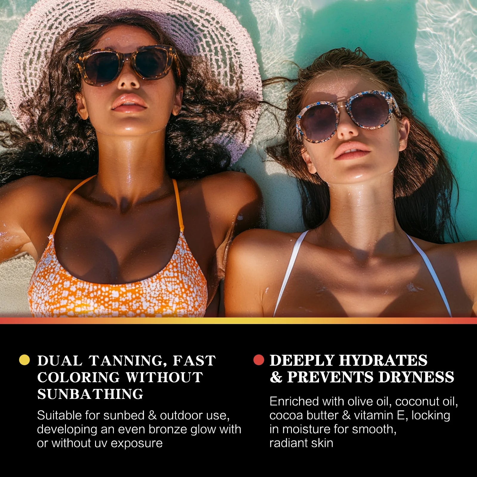 2-in-1 Fast-Acting Body Tanning Oil 100ml Natural Bronzer Indoor Outdoor Use Deep Hydrating Sunless Tanning oil for Glowing Skin