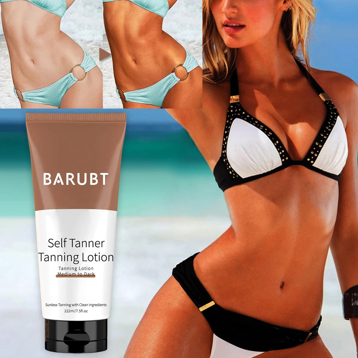 Sun-free Tanning Lotion - From Medium to Dark, Gentle Formula Does Not Irritate, Moisturizing, No Odor, Natural Skin Brightening