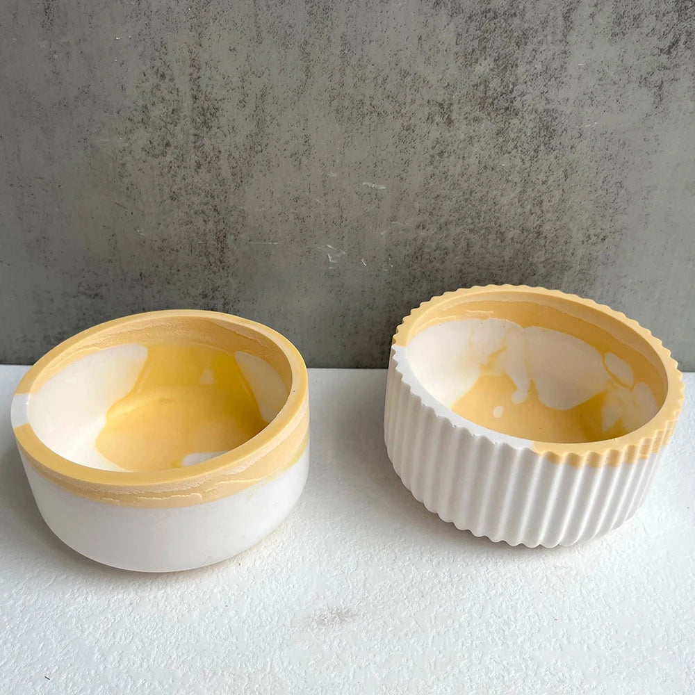 Round Stripe Candle Jar Silicone Mold DIY Handmade Storage Box Pen Holder Plaster Cement Vase Crafts Casting Molds Home Decor