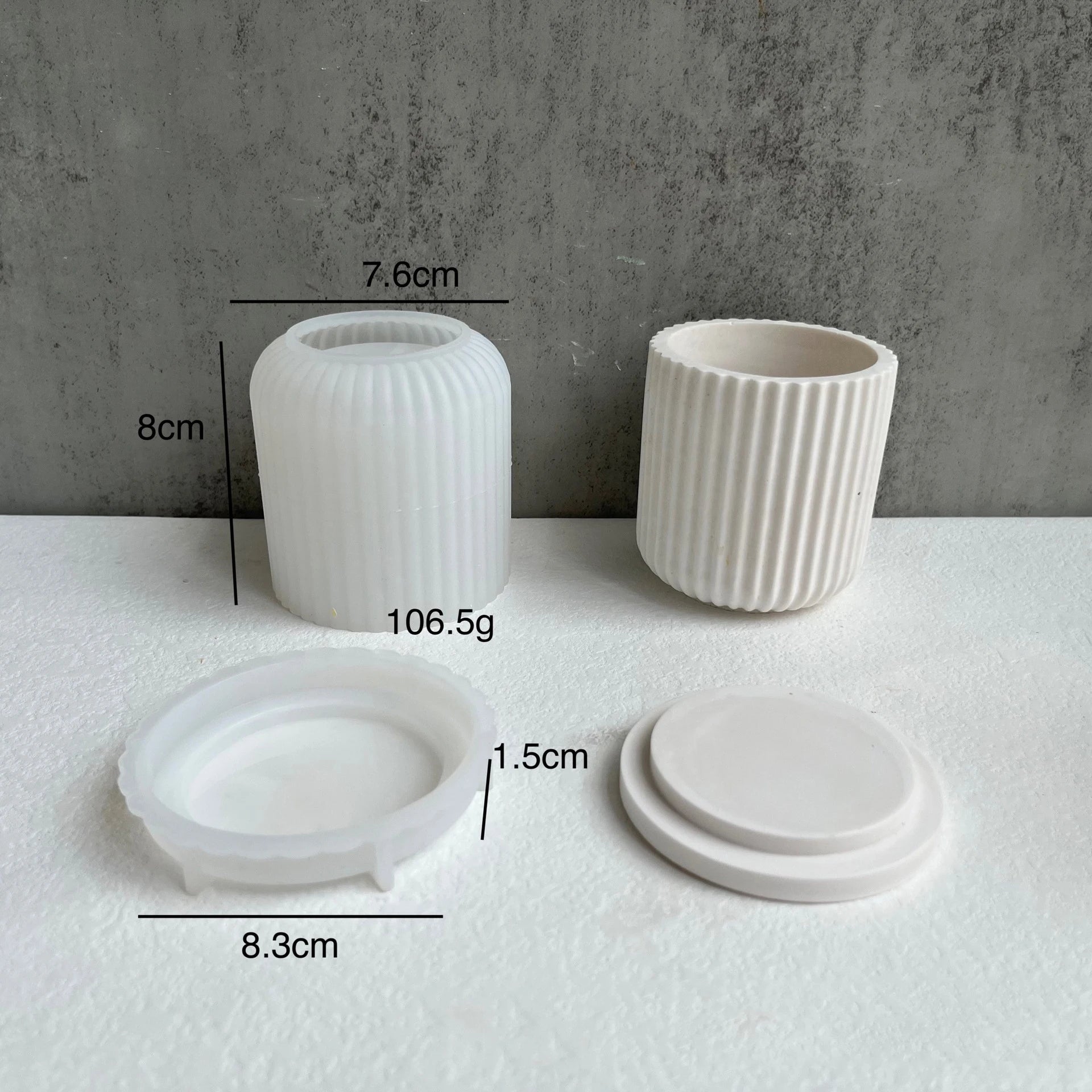 Round Stripe Candle Jar Silicone Mold DIY Handmade Storage Box Pen Holder Plaster Cement Vase Crafts Casting Molds Home Decor