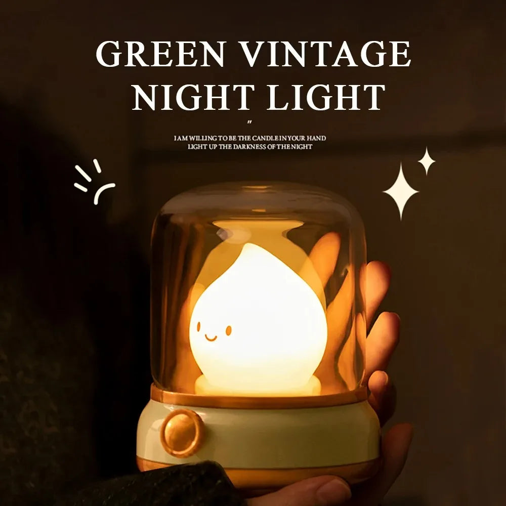 LED Night Light Cute Flameless Candle Light with Two Modes USB Rechargeable Dimmable Camping Light For Bedroom Decor