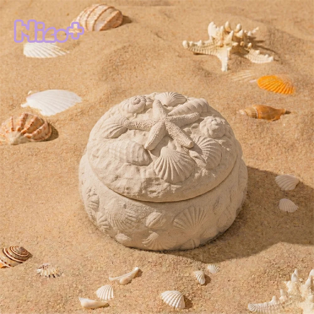 Azulmostaza x BN La Isla Bonita Shell Secret Box Silicone Mold DIY Candle Jar Gypsum Making Mould Home Decor
