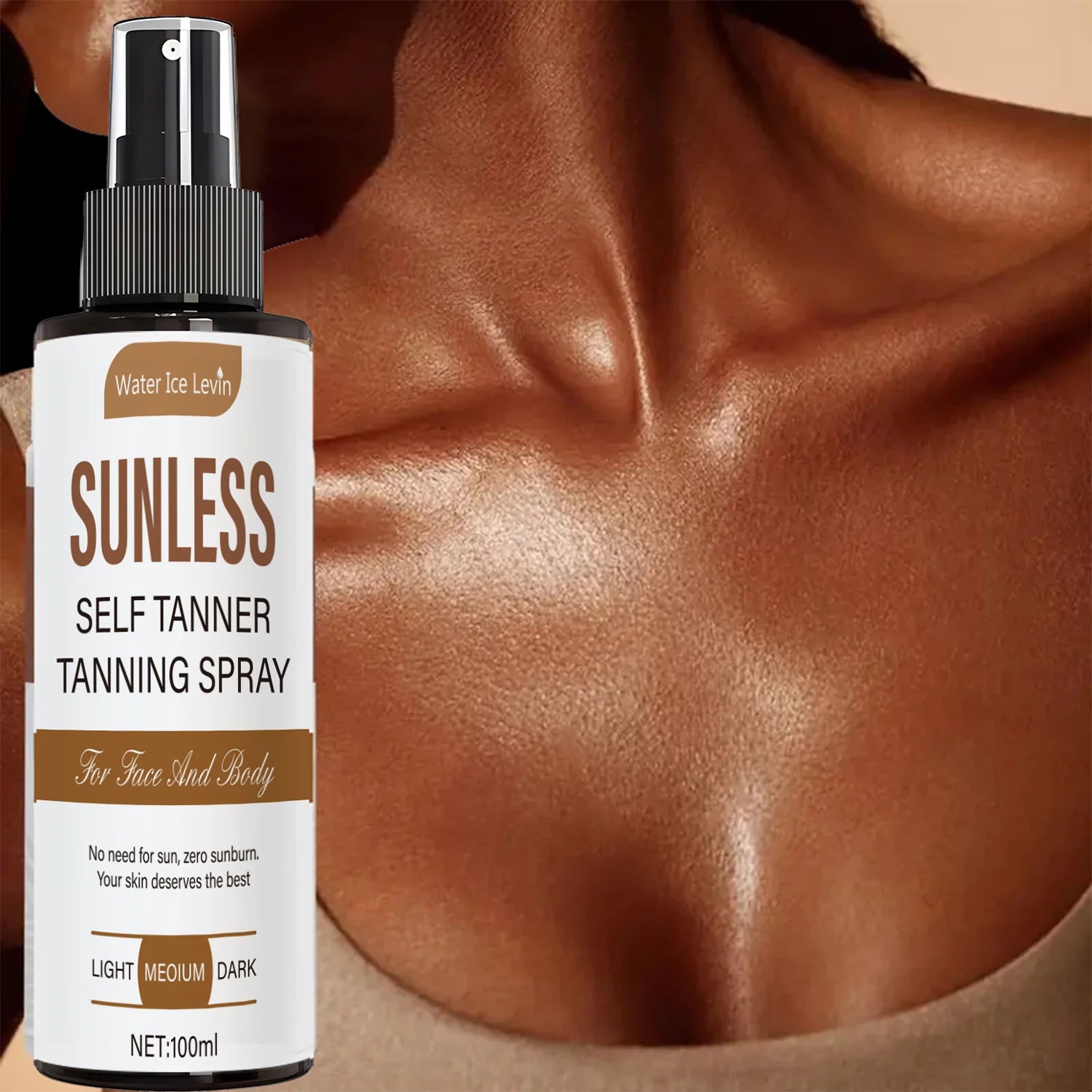 Self-Tanning Spray - Natural Brown Tone, Formaldehyde-Free, Suitable for All Skin Types and Skin Tones, for Both Men and Women, Can Create a Sun-Kissed Look in Just Minutes, Indoor Tanning Solution