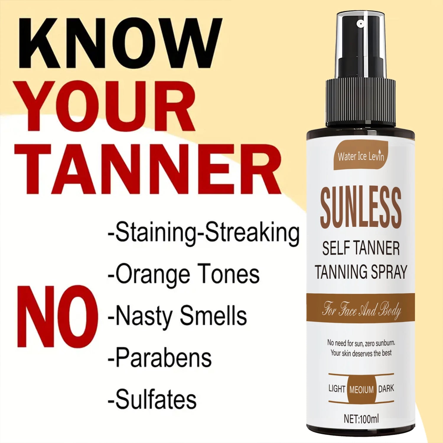 Body Tanning Spray - Enhances a Tan Complexion, Alcohol-Free Formula, Contains Vitamin E, Suitable for All Skin Types, Natural Sunless Tanning, Unisex