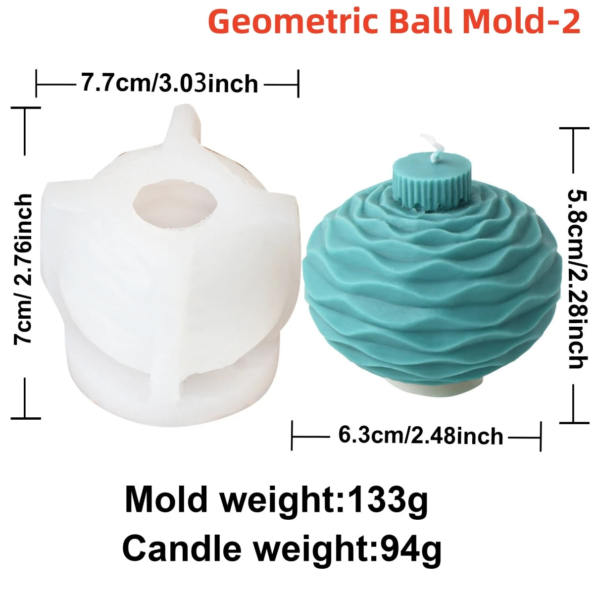 Geometric Ball Candle Silicone Mold 3D Embossed Round Ball Candle Aromatherapy Plaster Mold DIY Christmas Ball Mold Home Decor