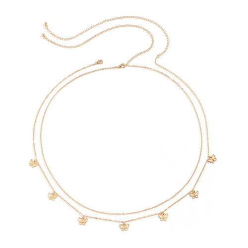 Sexy Double Thin Chain Women's Waist Chain Charming Butterfly