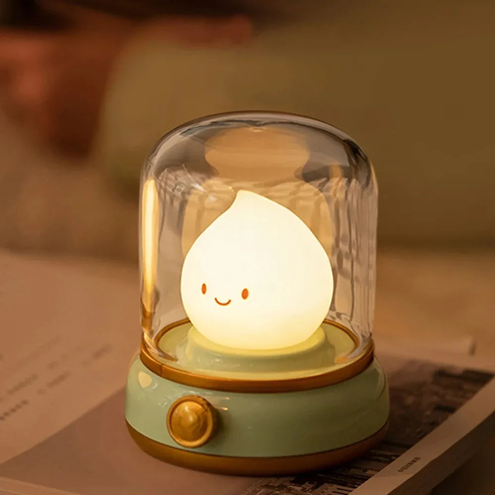 LED Night Light Cute Flameless Candle Light with Two Modes USB Rechargeable Dimmable Camping Light For Bedroom Decor