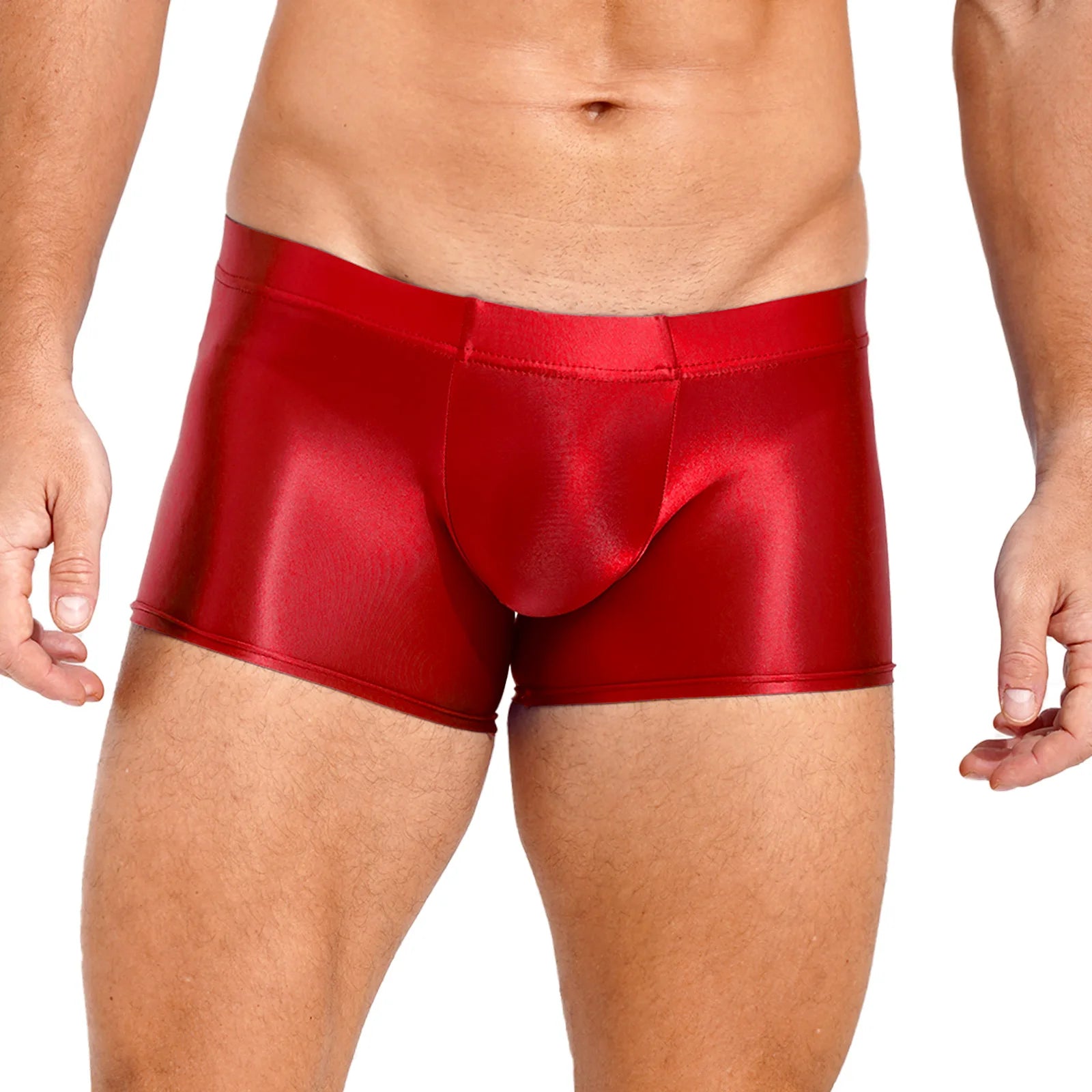 Mens Glossy Boxer Briefs Sexy Underwear Shorts Bottoms Hot Pants Low Rise Underpants Sports Gym Workout Pool Party Swim Trunks