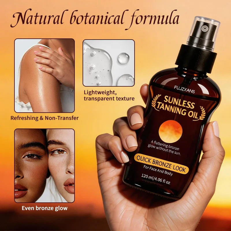 Sunless Tanning Oil Spray: Quickly Creates A Bronzed Look, Evens Out Skin Tone, Brightens Complexion. Suitable For Face And Body