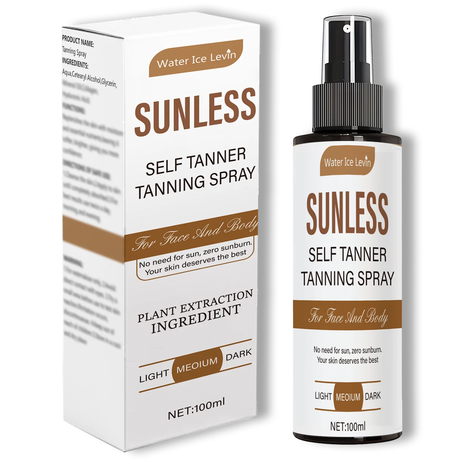 Self-Tanning Spray - Natural Brown Tone, Formaldehyde-Free, Suitable for All Skin Types and Skin Tones, for Both Men and Women, Can Create a Sun-Kissed Look in Just Minutes, Indoor Tanning Solution
