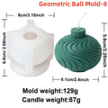 Geometric Ball Candle Silicone Mold 3D Embossed Round Ball Candle Aromatherapy Plaster Mold DIY Christmas Ball Mold Home Decor