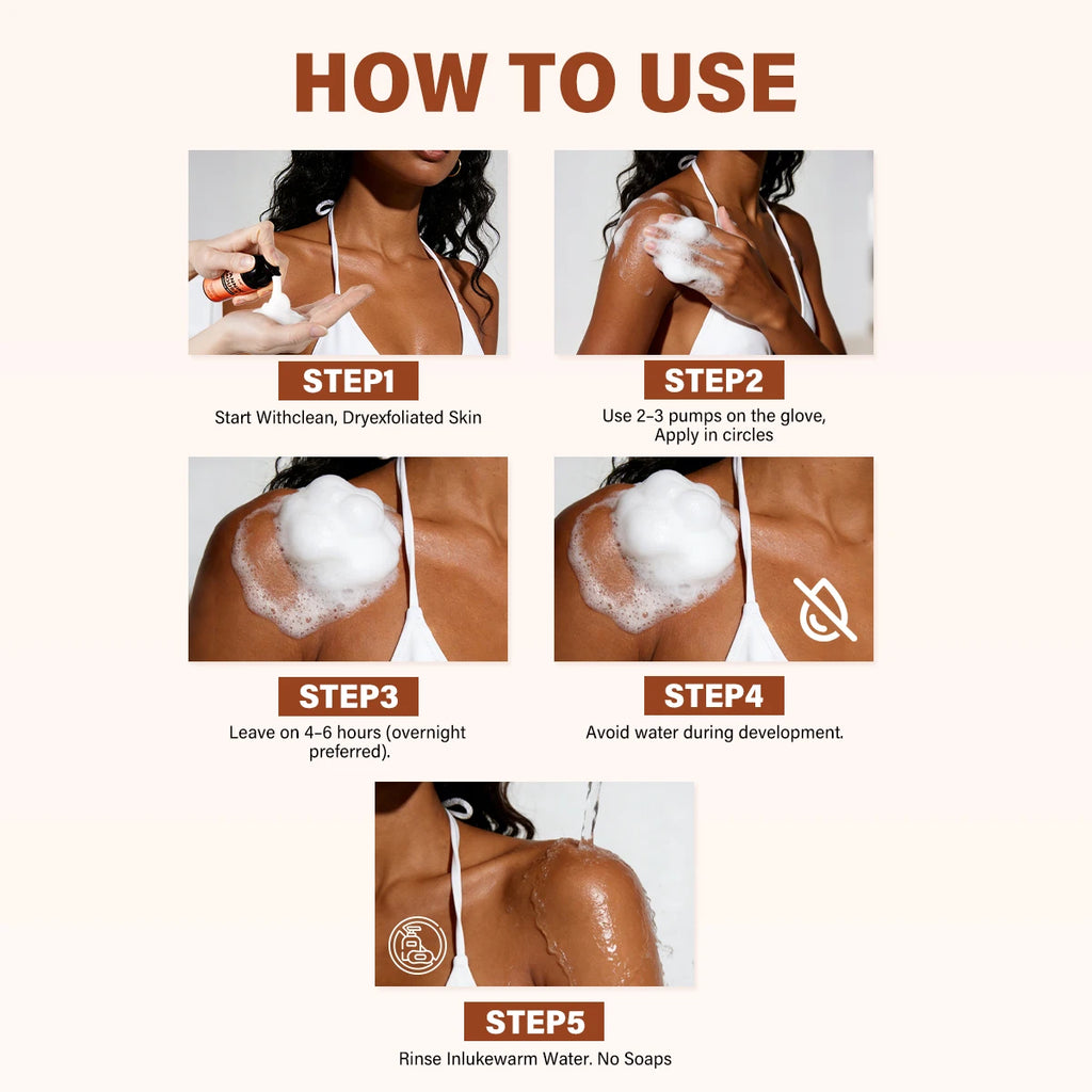 Tanning Mousse -Evenly And Effectively Moisturizes, Brightens, Has a Refreshing Texture That Is Easily Absorbed, Quickly Colors,