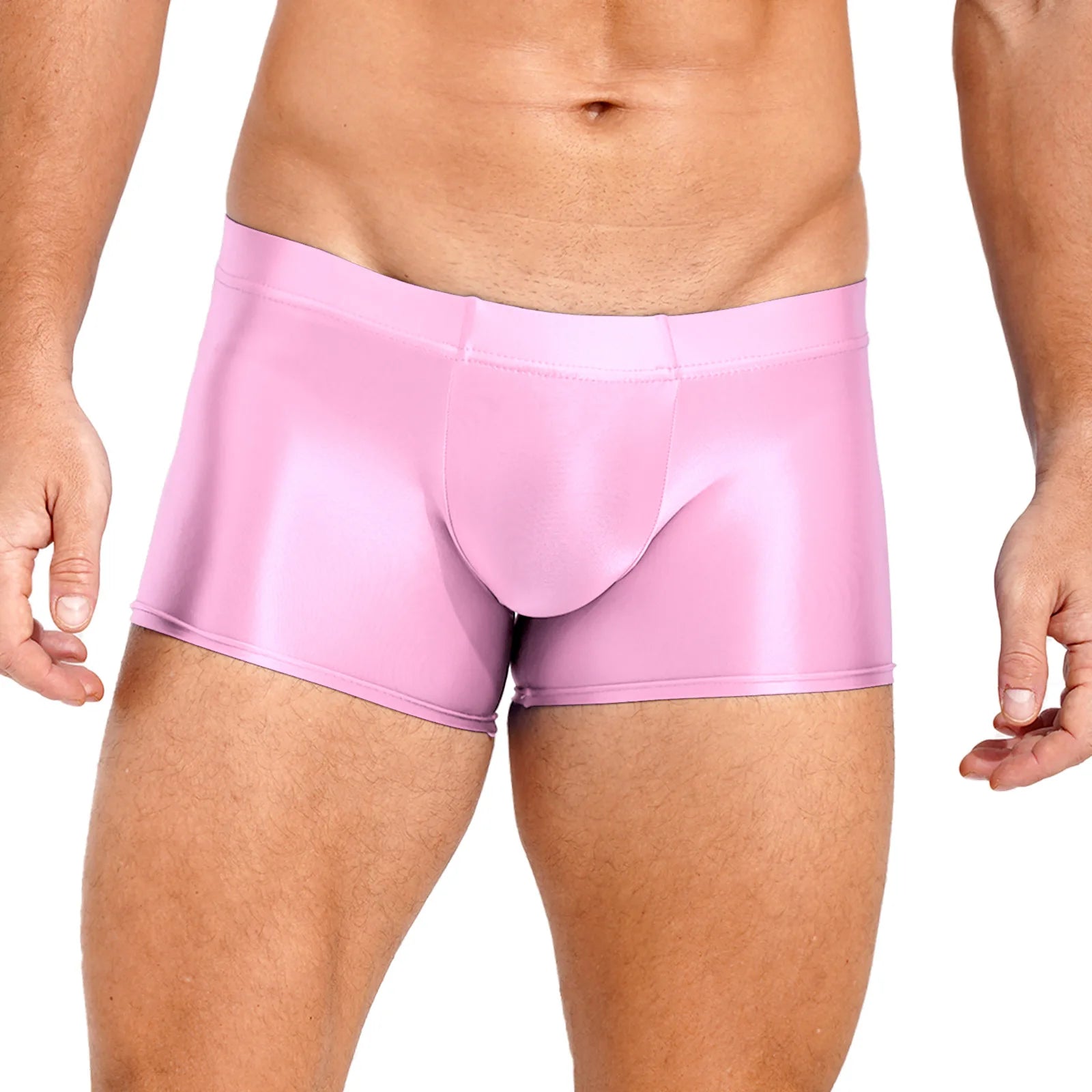 Mens Glossy Boxer Briefs Sexy Underwear Shorts Bottoms Hot Pants Low Rise Underpants Sports Gym Workout Pool Party Swim Trunks
