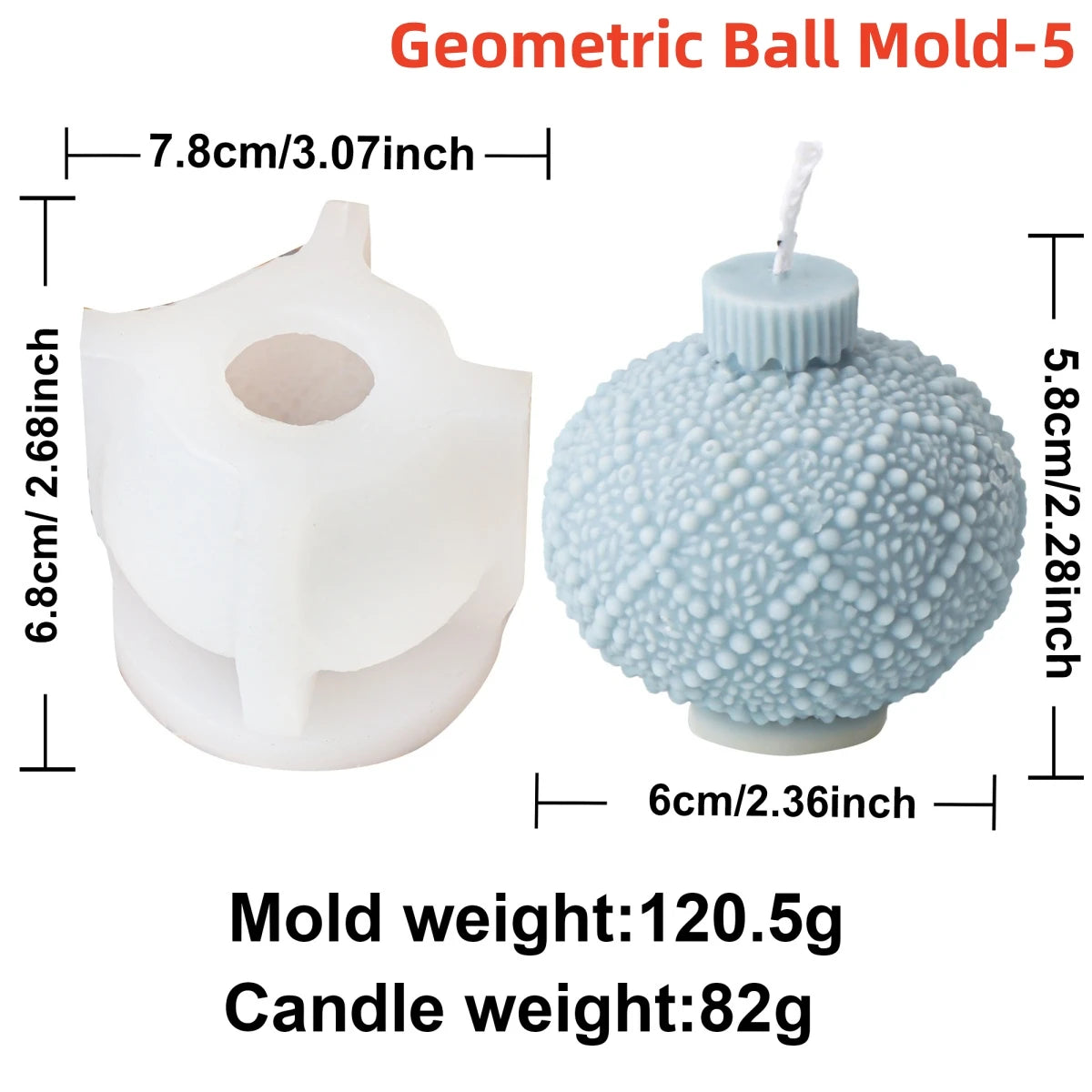 Geometric Ball Candle Silicone Mold 3D Embossed Round Ball Candle Aromatherapy Plaster Mold DIY Christmas Ball Mold Home Decor