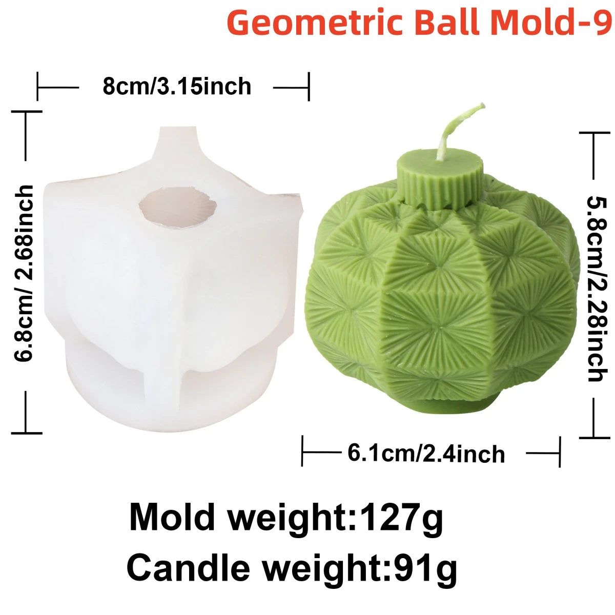 Geometric Ball Candle Silicone Mold 3D Embossed Round Ball Candle Aromatherapy Plaster Mold DIY Christmas Ball Mold Home Decor