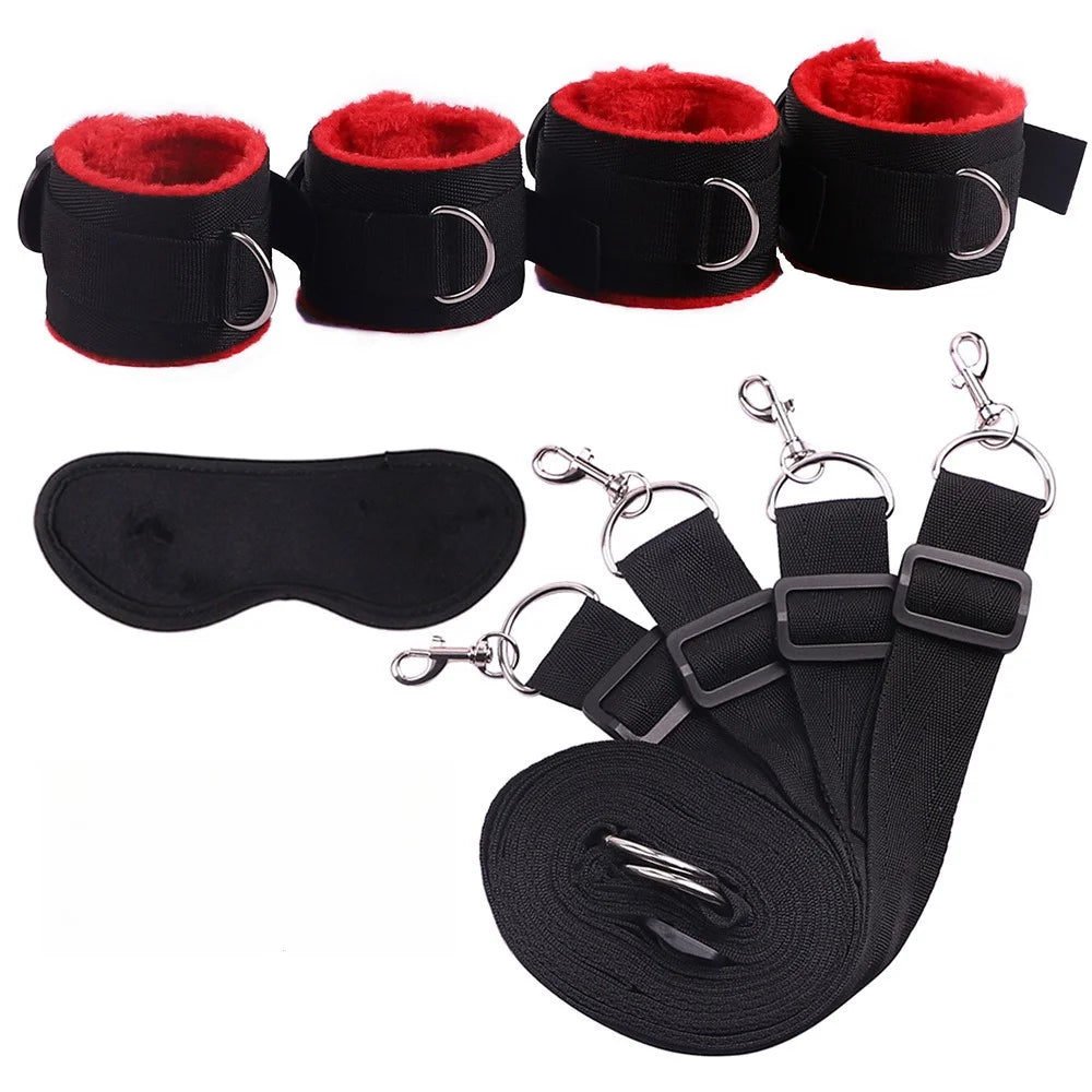 BDSM Bed Strap Bondage Binding on The Bed Binding Adult Sex Toys Sex Bondage Belt Bed Flirting Handcuffs Footcuffs Self Bondage