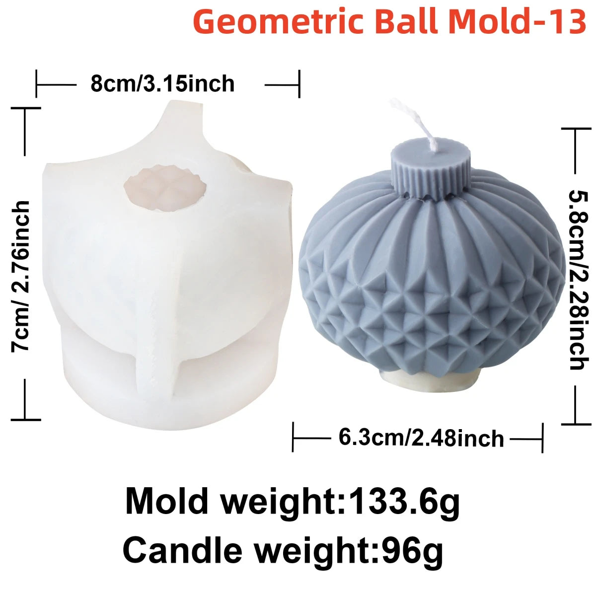 Geometric Ball Candle Silicone Mold 3D Embossed Round Ball Candle Aromatherapy Plaster Mold DIY Christmas Ball Mold Home Decor