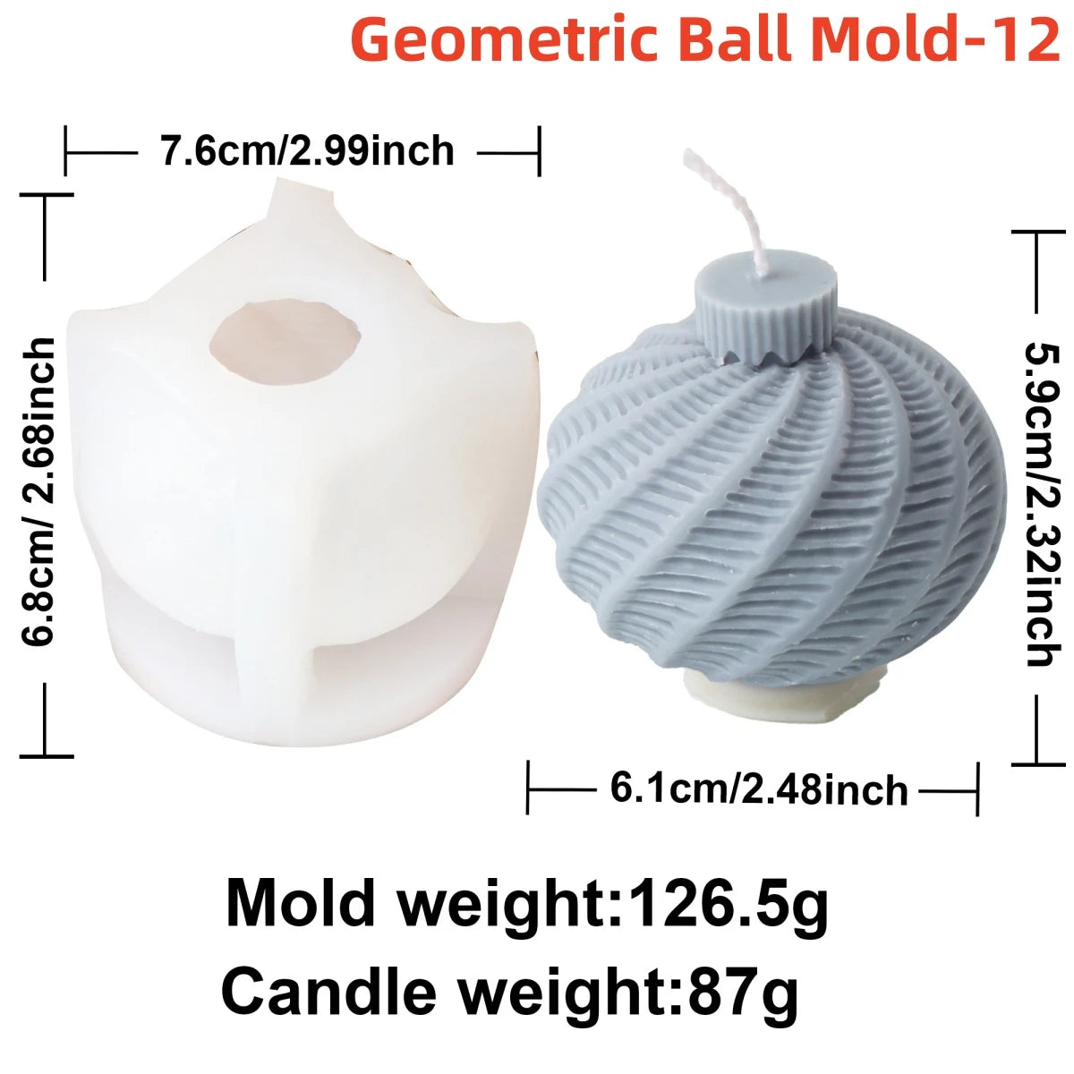 Geometric Ball Candle Silicone Mold 3D Embossed Round Ball Candle Aromatherapy Plaster Mold DIY Christmas Ball Mold Home Decor