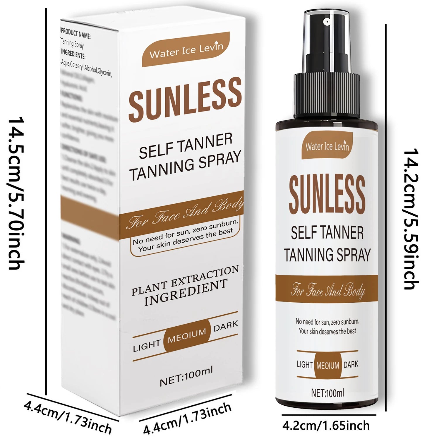 Body Tanning Spray - Enhances a Tan Complexion, Alcohol-Free Formula, Contains Vitamin E, Suitable for All Skin Types, Natural Sunless Tanning, Unisex
