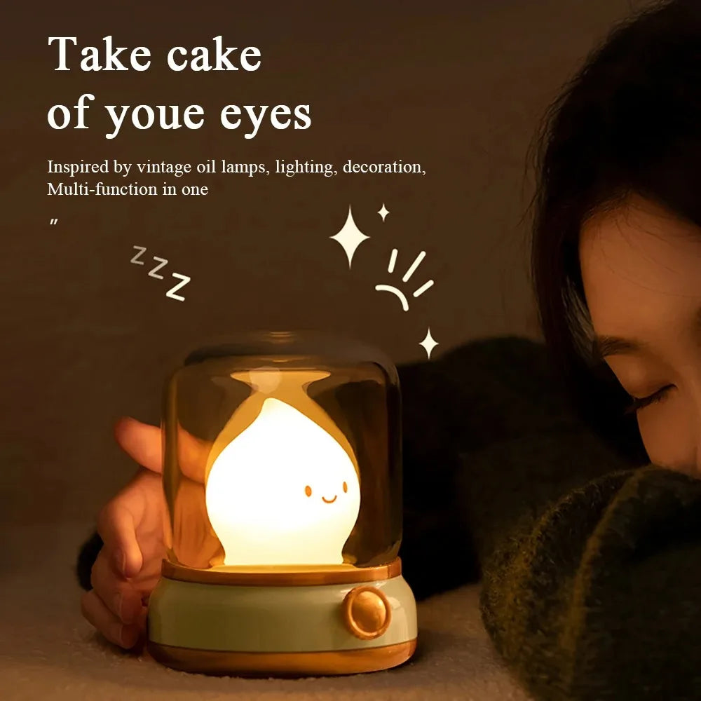LED Night Light Cute Flameless Candle Light with Two Modes USB Rechargeable Dimmable Camping Light For Bedroom Decor