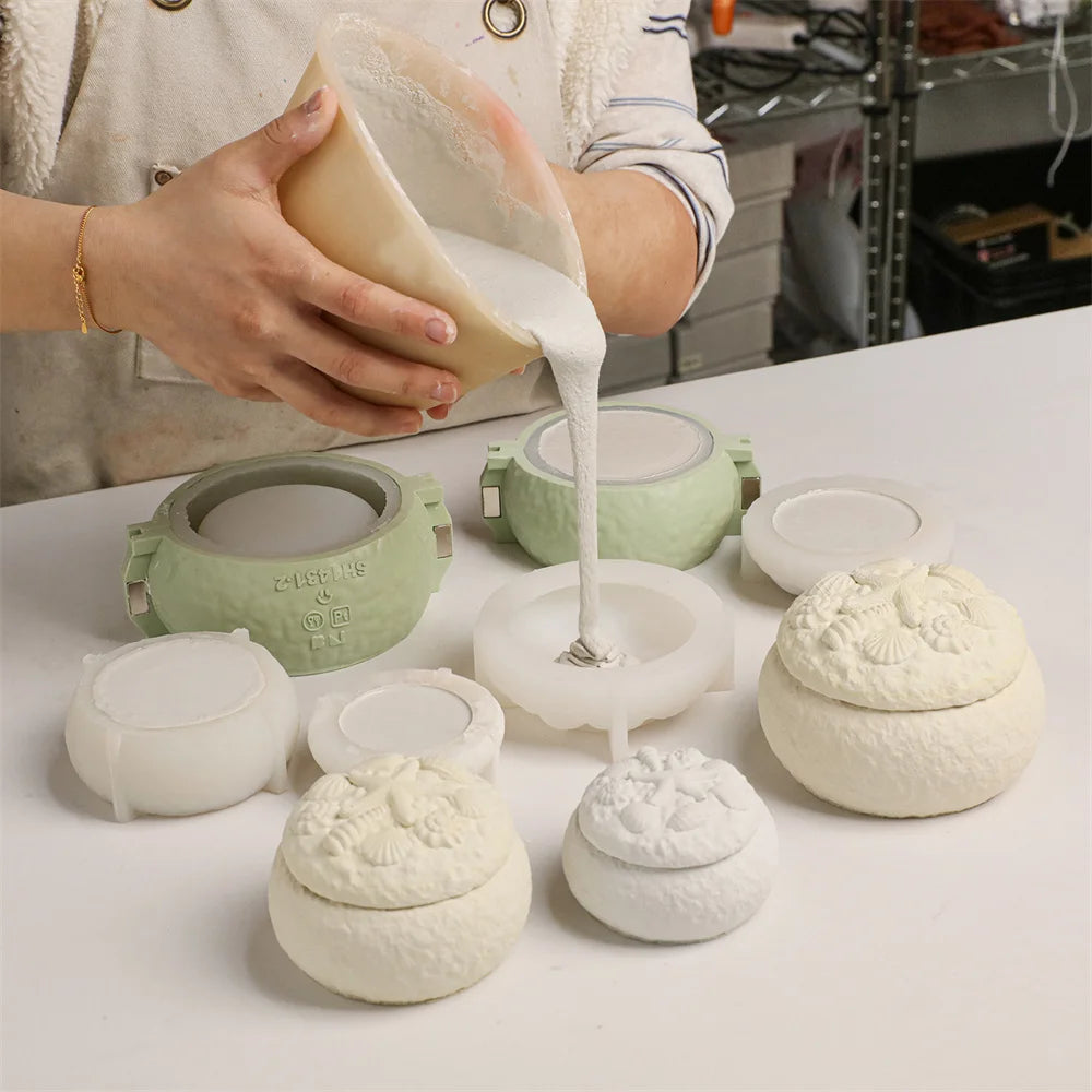 Azulmostaza x BN La Isla Bonita Shell Secret Box Silicone Mold DIY Candle Jar Gypsum Making Mould Home Decor