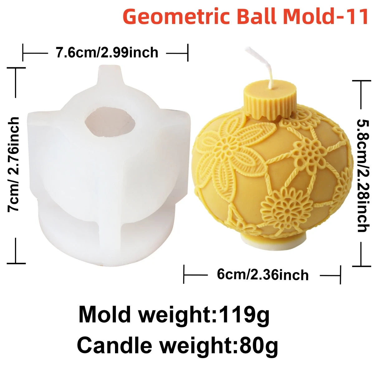 Geometric Ball Candle Silicone Mold 3D Embossed Round Ball Candle Aromatherapy Plaster Mold DIY Christmas Ball Mold Home Decor