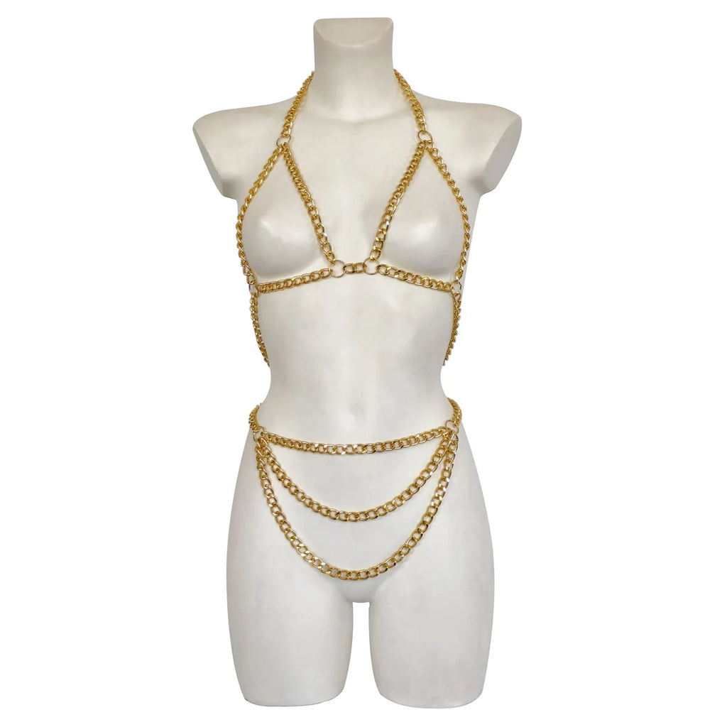 Handmade Body Chain Jewelry for Women Chunky Metal Wasit Chain Festival Rave Performance Outfit Party Costume Accessories
