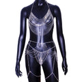 Sexy Body Chain Waist Chain CrystalBikini Three Point Thong Underpants Bra Chain Beach Outfit Chest Chain Multilayer Abdominal