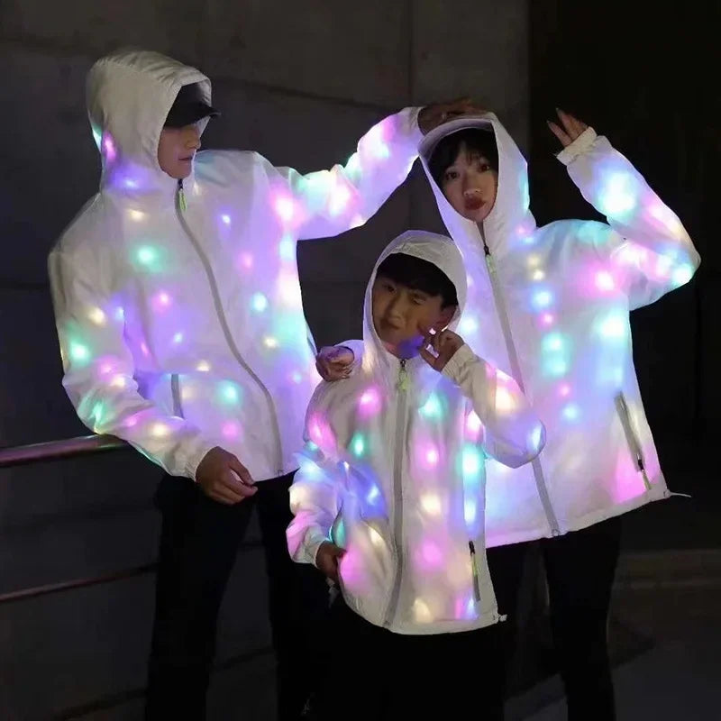 Glow Dancing Costume Halloween Christmas Party Clothes Rave Jacket Led Light Waterproof Clothes Cool Night Run Props Led Clothes