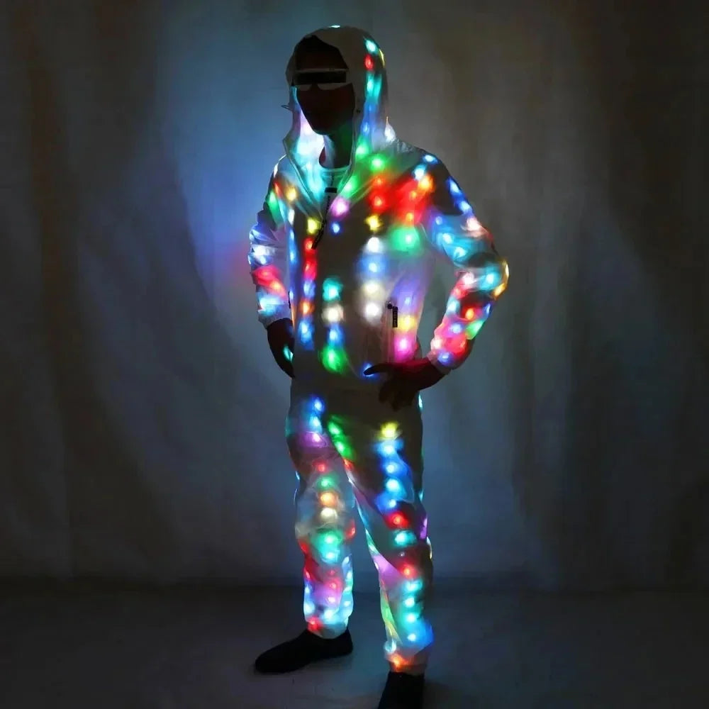 Glow Dancing Costume Halloween Christmas Party Clothes Rave Jacket Led Light Waterproof Clothes Cool Night Run Props Led Clothes