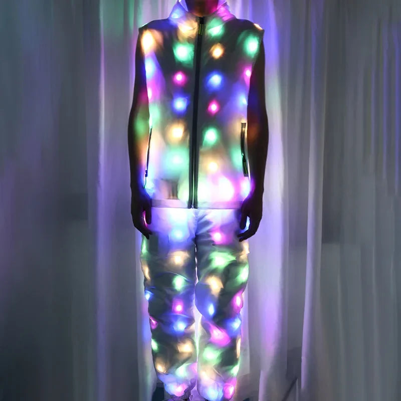 Glow Dancing Costume Halloween Christmas Party Clothes Rave Jacket Led Light Waterproof Clothes Cool Night Run Props Led Clothes