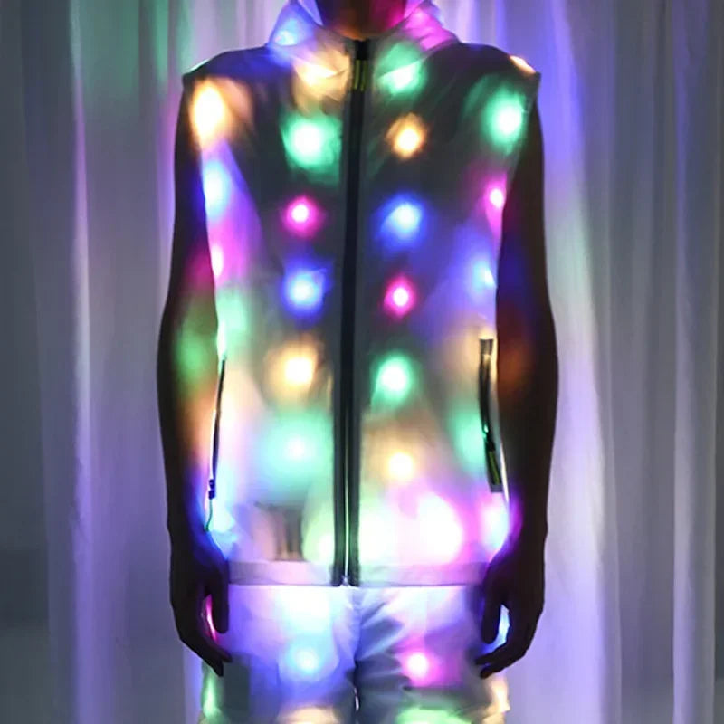 Glow Dancing Costume Halloween Christmas Party Clothes Rave Jacket Led Light Waterproof Clothes Cool Night Run Props Led Clothes