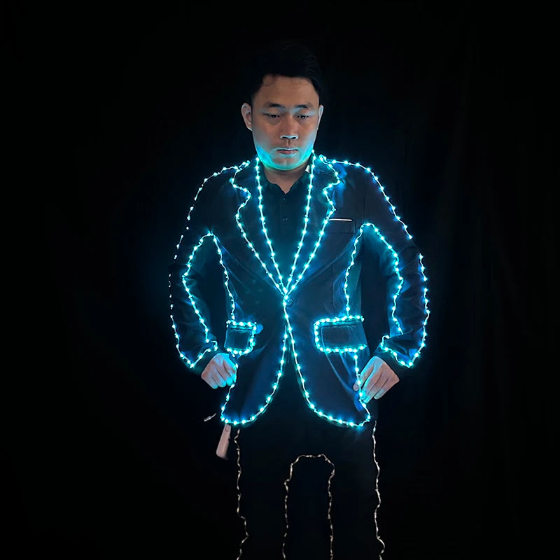 Newstyle Fluorescent Clothes for Men Festival Show Neon Party Suits Carnival Luminous Costume Adult Rave Disco Glowing Outfits