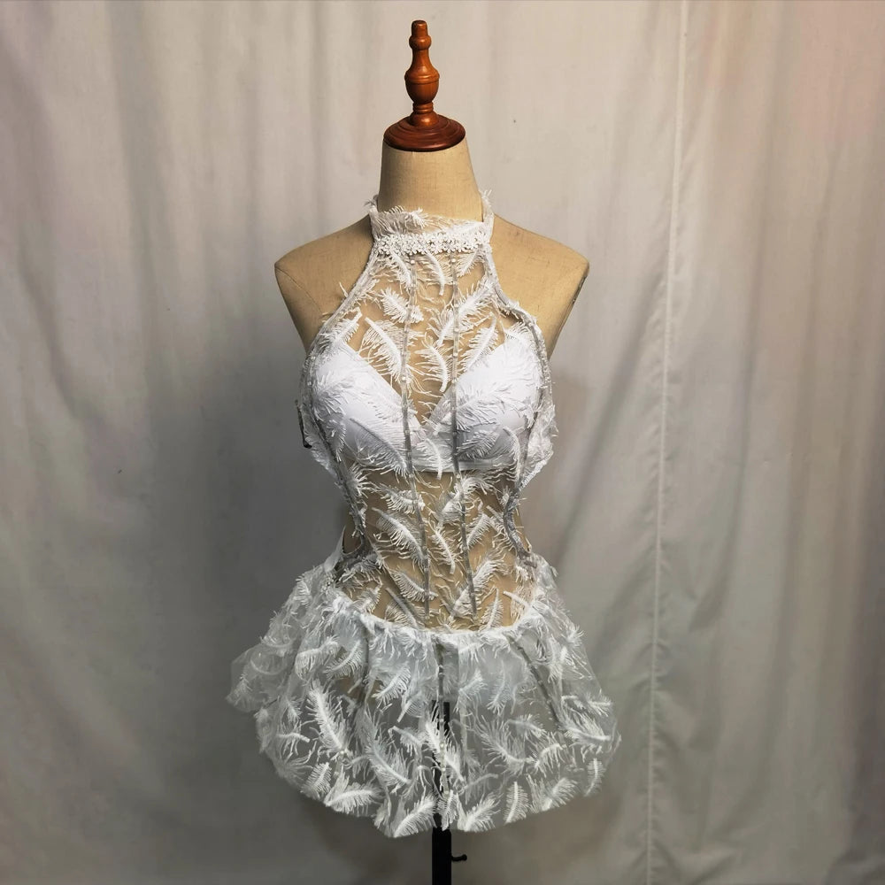 Colorful White LED Skirt Party Club Birthday Glowing Outfits For Nightclub Birthday Wedding Banquet Evening Party Singer Dance